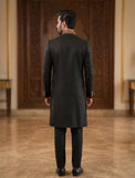 Black Embroidered Collar Sherwani